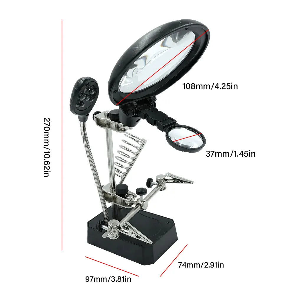 10X Magnifying Soldering Station – 5 LED Lights & 2 Clamps Soldering Magnifier Station Richie's