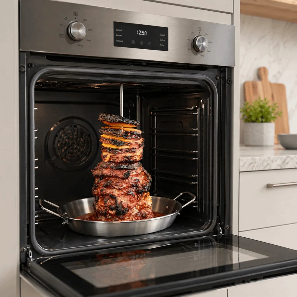 Stainless Steel Vertical Skewer Roasting Pan Set – Al Pastor Vertical Skewer Roaster Richie's