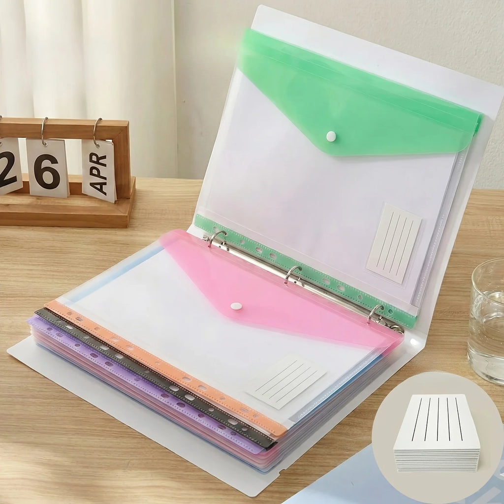 8-Pack A4 Ring Binder Folders with Lock Button & 11 Pockets Ring Binder Folder Richie's