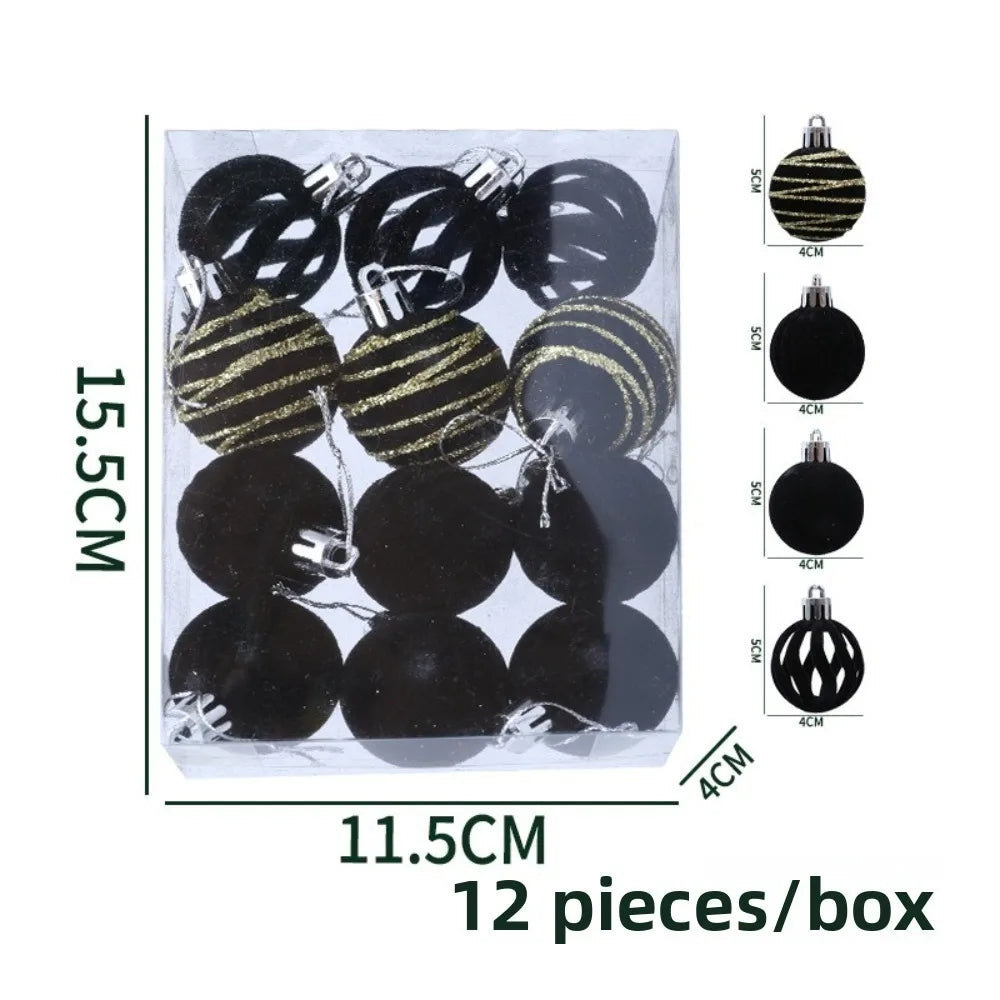 12pcs Foam Christmas Ball Ornaments 6cm Xmas Tree Pendants Christmas Ornaments Richie's Black
