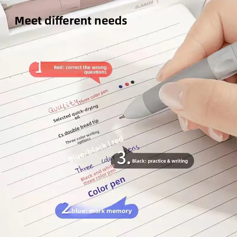 Tri-Color Multifunctional Ballpoint Pen 0.5mm | Students & Office Ballpoint Pen Richie's