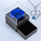 Mom I Love You Heart Pendant Necklace & Rose Gift Box Set Pendant Necklace Gift Set Richie's Blue 12x12x11cm
