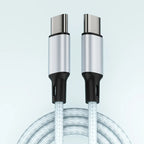 USB-C to USB-C Cable 60W 3A Fast Charging Nylon Braided 1m–2m USB-C Charging Cable Richie's Silver 2m