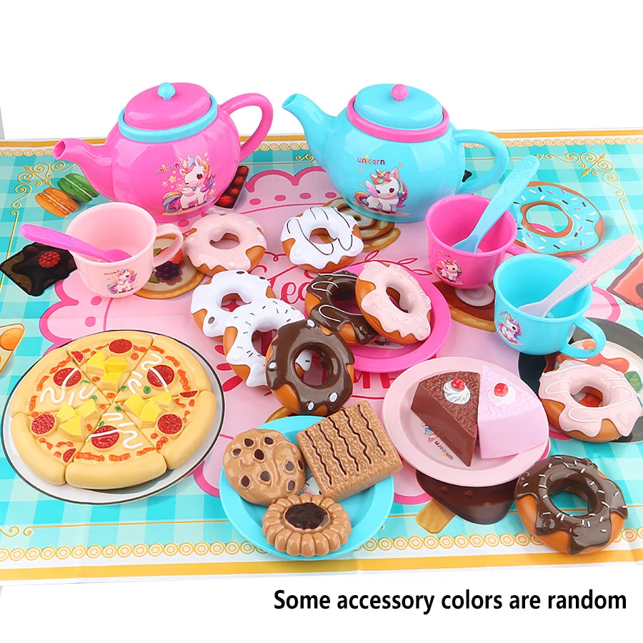 Girls' 25-Piece Afternoon Tea & Dessert Pretend Play Toy Set Kids Pretend Play Set Richie's