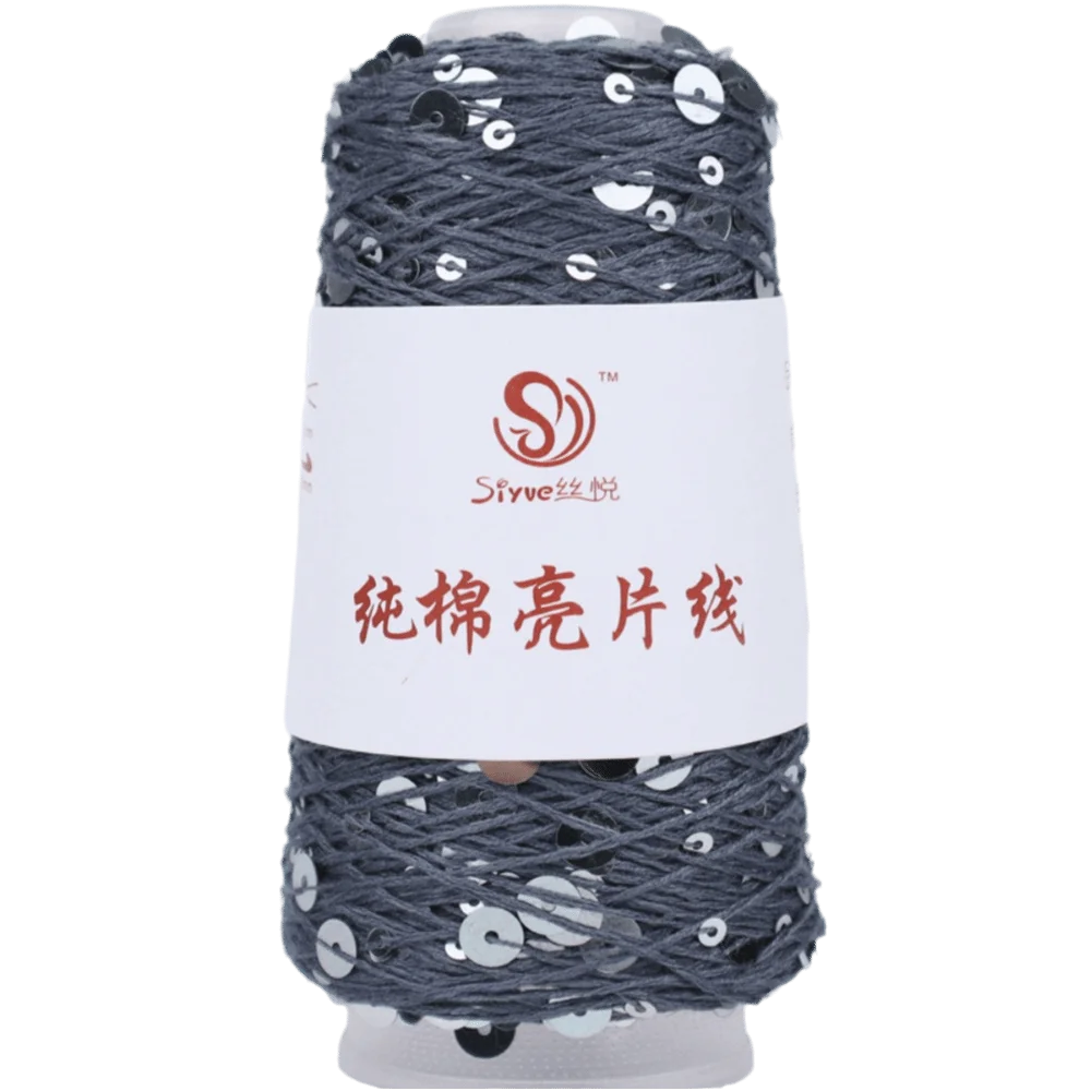 Sequin Bead Hand Knitting Yarn – Sparkle DIY Craft Thread Knitting Yarn Richie's Charcoal Gray