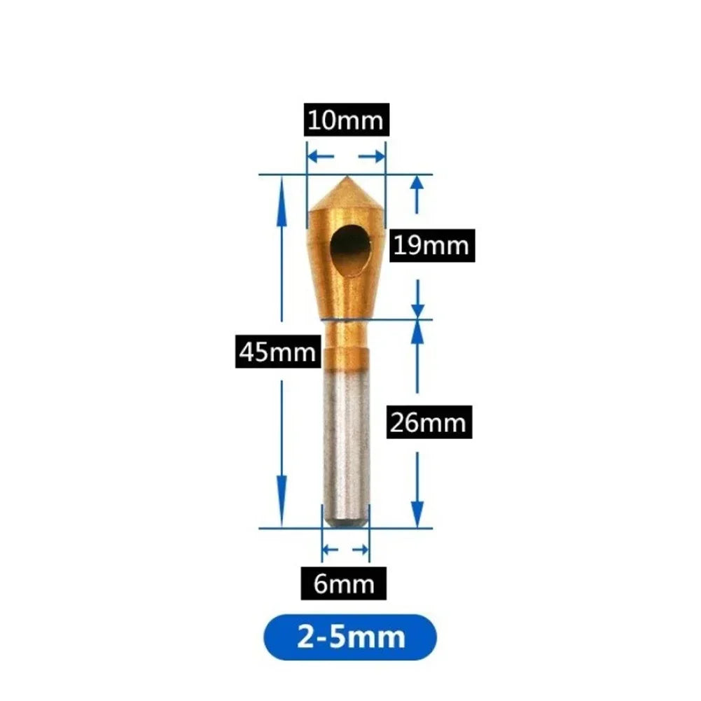 Titanium-Plated HSS Countersink Drill Bit – Deburring & Chamfer Tool Countersink Drill Bit Richie's 2-5mm