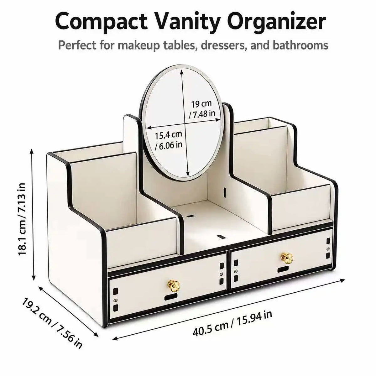 Makeup Organizer with Mirror & Drawers | Cosmetic Vanity Caddy Cosmetic Organizer Richie's