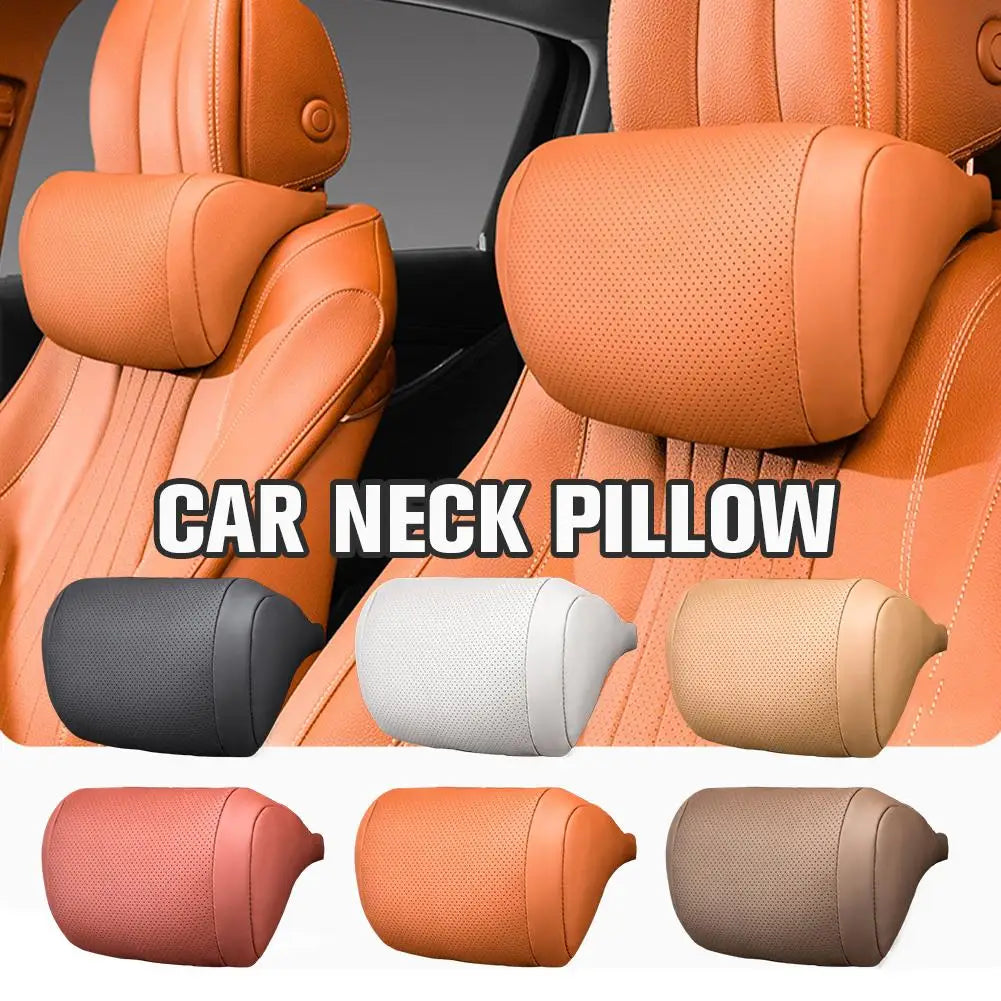 Luxury Leather Car Neck Headrest Pillow – Ergonomic Support Car Headrest Pillow Richie's
