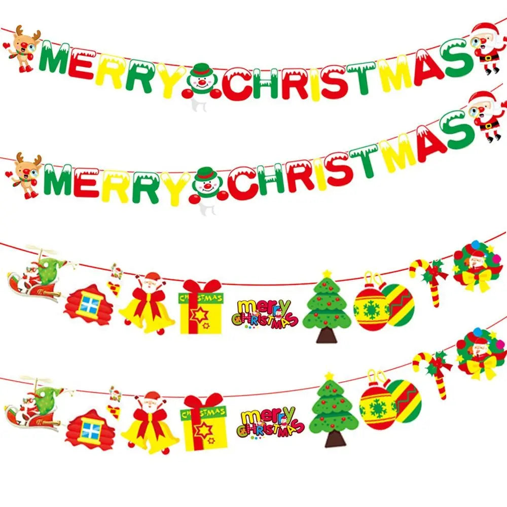Christmas Hanging Bunting Banner – Xmas Non-Woven Party Decor Christmas Bunting Banner Richie's