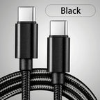 66W USB-C Fast Charging Nylon Braided Cable 1m 2m 3m USB-C Charging Cable Richie's Black 2m