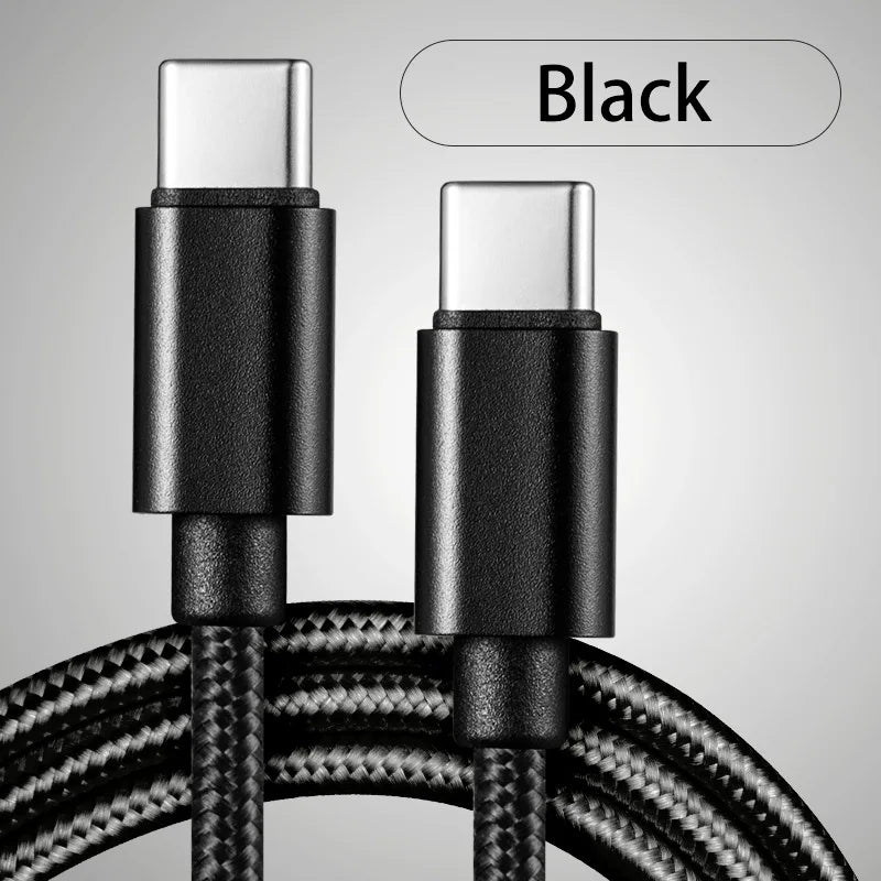 66W USB-C Fast Charging Nylon Braided Cable 1m 2m 3m USB-C Charging Cable Richie's Black 2m