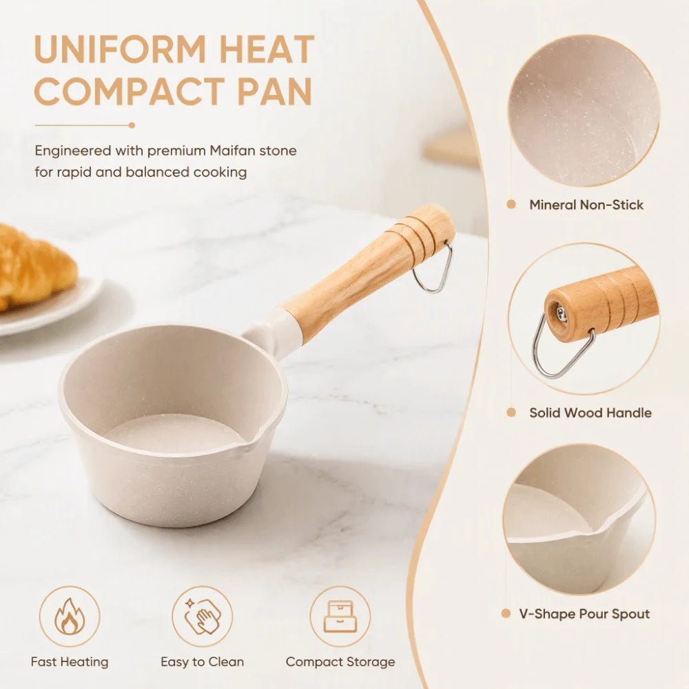 Maifan Stone Non-Stick Mini Frying Pan – Wood Handle Non-Stick Frying Pan Richie's