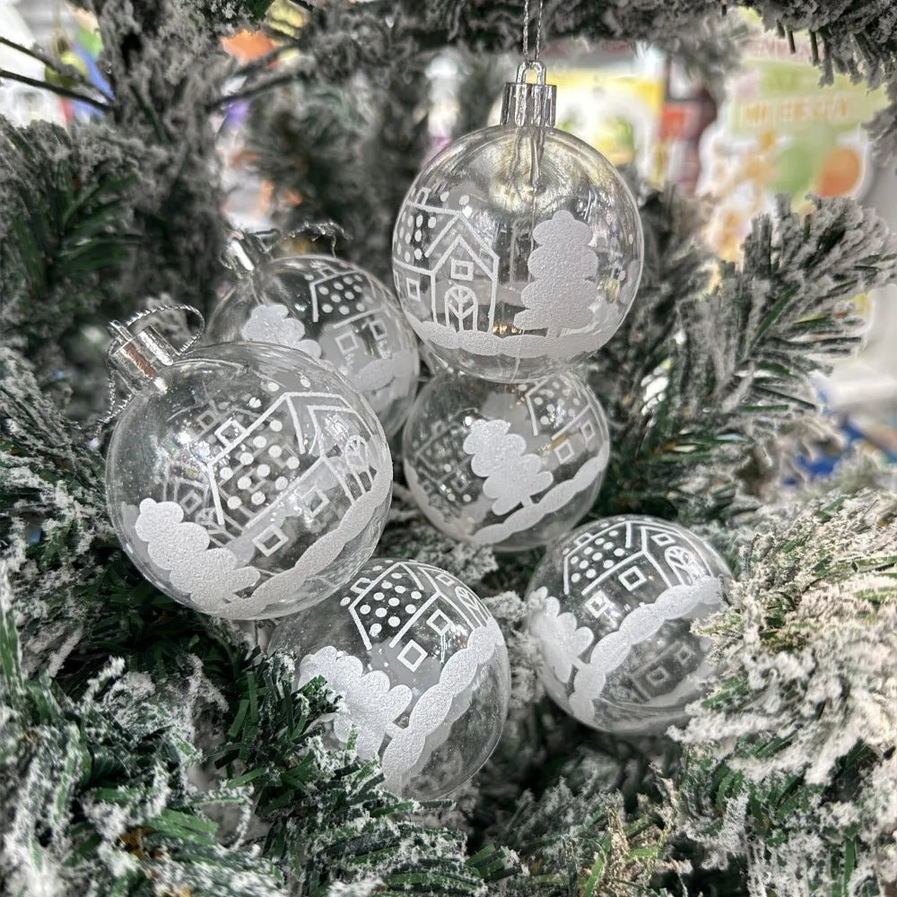 6pcs Clear Christmas Baubles 6cm – Transparent Xmas Tree Ornaments Christmas Tree Ornaments Richie's B-6pcs 6cm