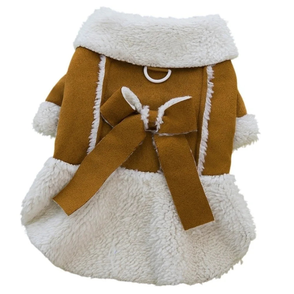 Princess Style Dog Winter Dress – Warm Fleece Coat for Small Dogs Dog Winter Dress Richie's Coffee-XL