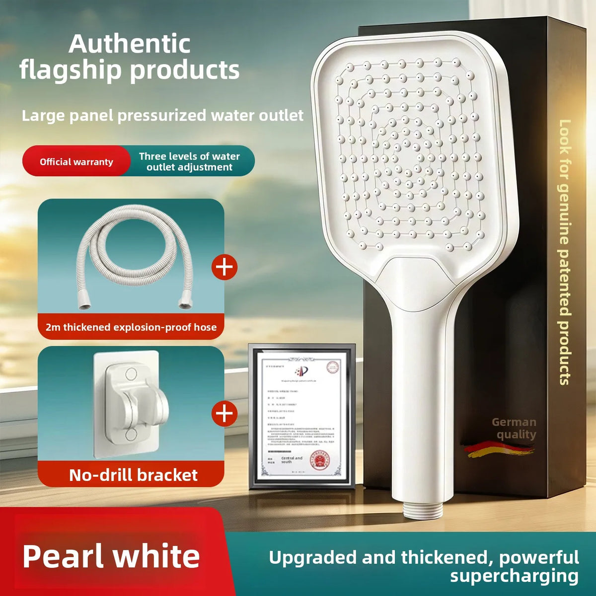 Pressurized Shower Head Set – High-Flow ABS Bathroom Kit Pressurized Shower Set Richie's Pearl White Set 5