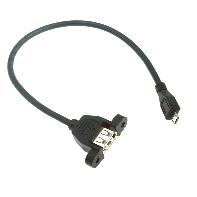 OTG Micro USB to USB 2.0 Panel Mount Screw Cable 0.3m 0.5m USB OTG Cable Richie's