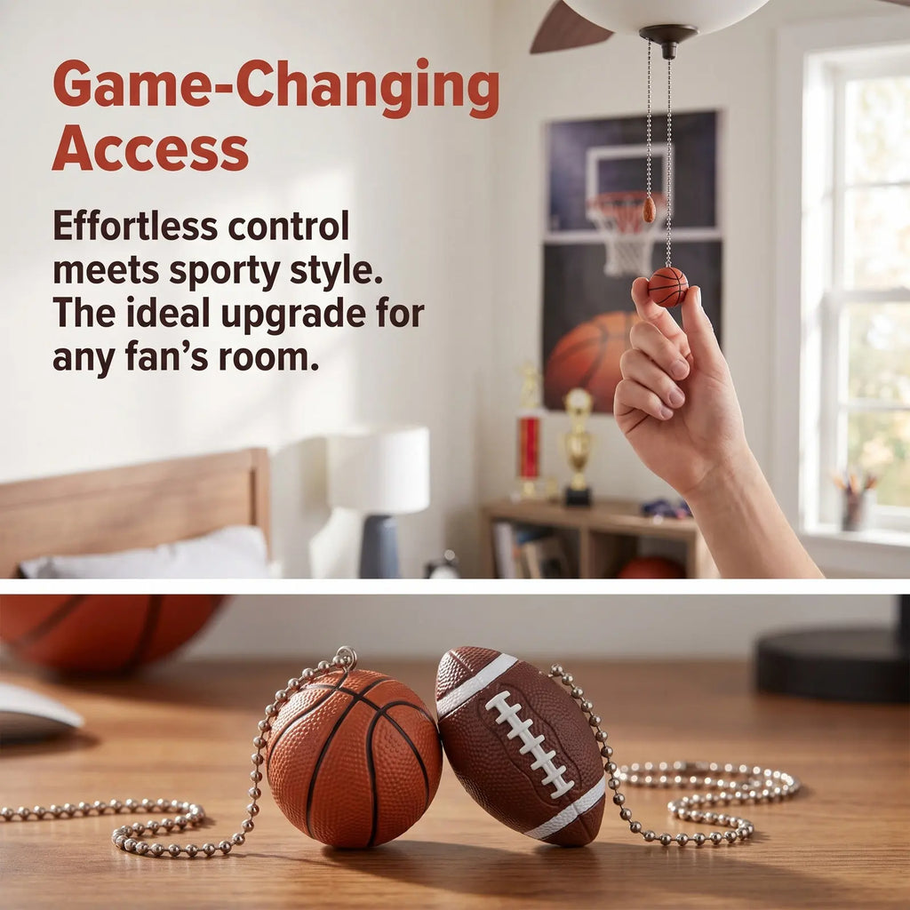 Sports Ball Ceiling Fan Pull Chain Set – 2Pcs Beaded Metal Fan Pull Chain Set Richie's