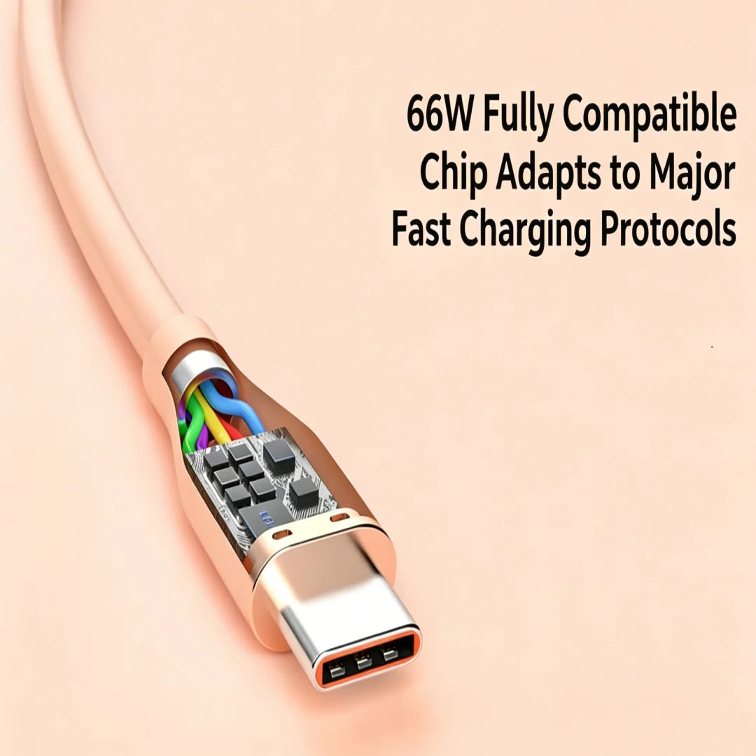 Soft Silicone USB-A to Type-C Fast Charging Cable | 66W USB Charging Cable Richie's