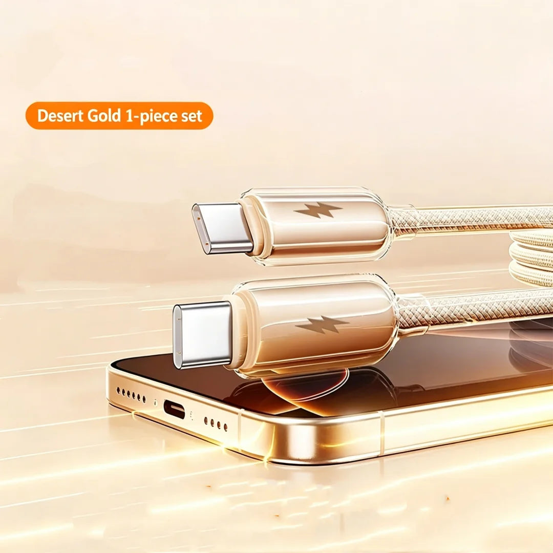 100W USB-C Braided Charging Cable 1.5M – Fast Data Sync Cord USB-C Charging Cable Richie's Gold