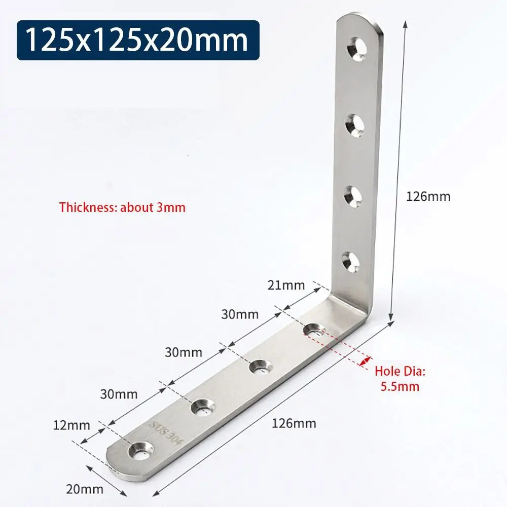 SUS304 Stainless Steel 90° Corner Bracket – Cabinet Furniture Brace Corner Bracket Richie's 125x125x20mm