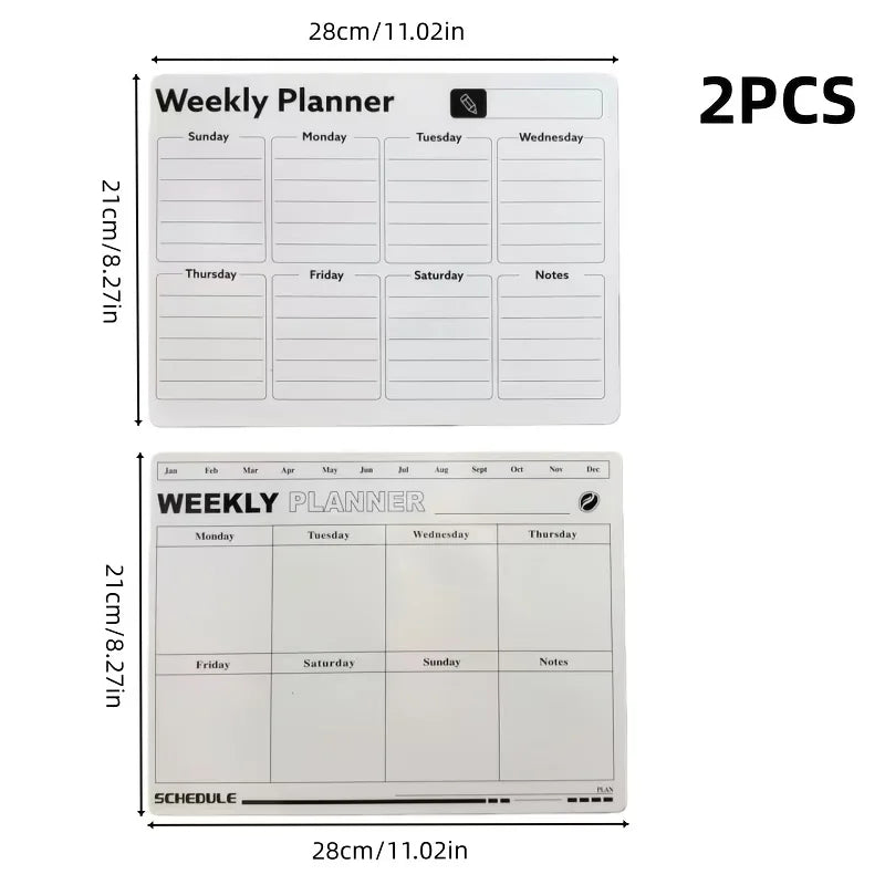 Reusable Magnetic Weekly Planner Whiteboard for Fridge – 2 Pack Magnetic Whiteboard Planner Richie's