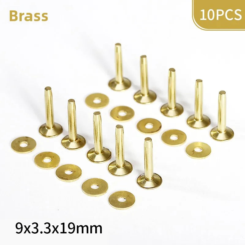 KANDE Copper Rivets 10 Pcs – Leather Belt Luggage Fasteners Copper Rivets Richie's Y 9x3.3x19mm 10PCS