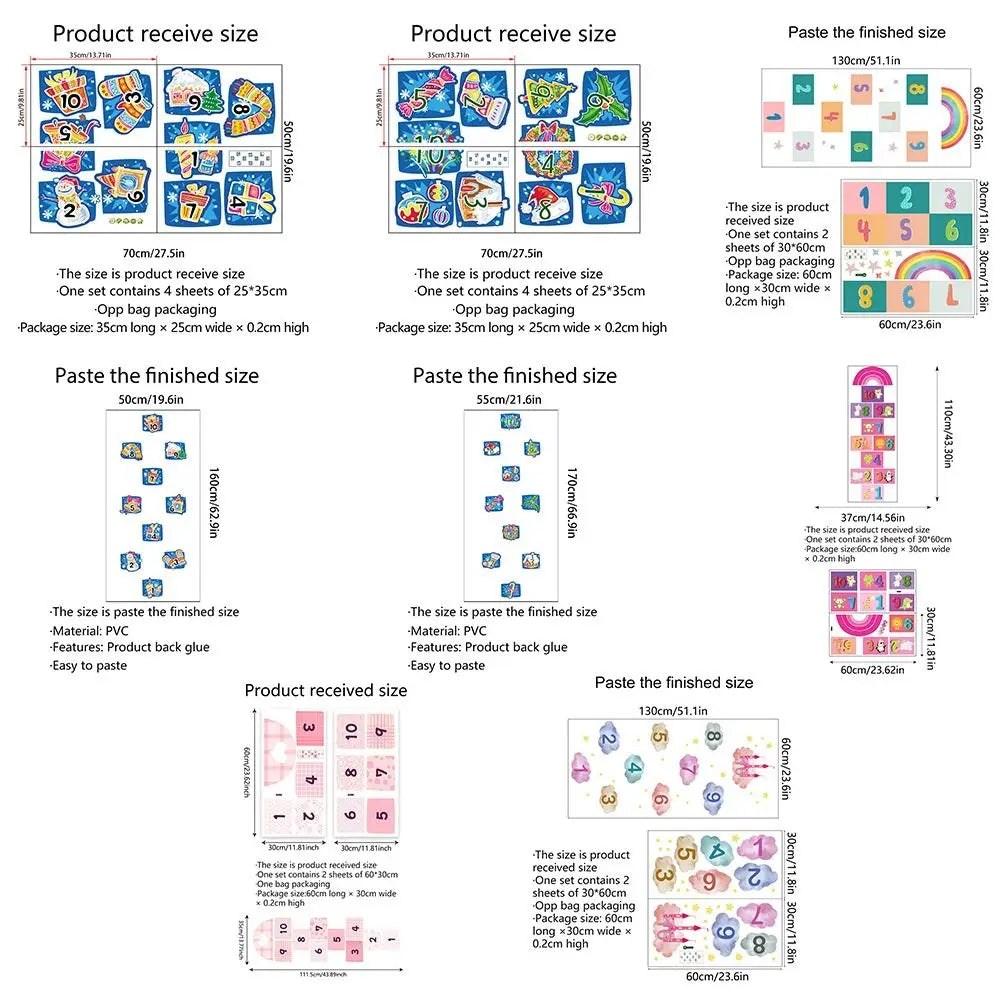Multicolor Hopscotch Game Floor Stickers – Self-Adhesive PVC Kids Floor Sticker Game Richie's