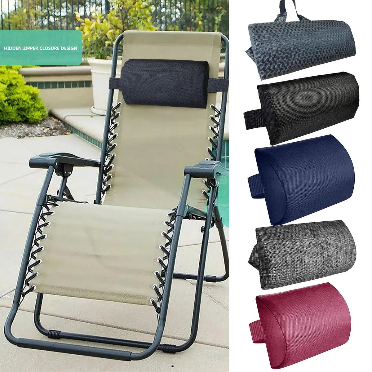 Lounge Chair Neck Pillow Headrest Cushion – Beach & Garden Lounge Chair Pillow Richie's