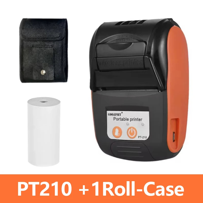 GOOJPRT PT-210 58mm Bluetooth Thermal Printer | Android iOS Bluetooth Thermal Printer Richie's Orange And Bag