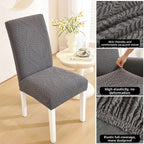 3D Leaf Jacquard Stretch Dining Chair Cover – Elastic Slipcover Chair Slipcover Richie's Dark Grey
