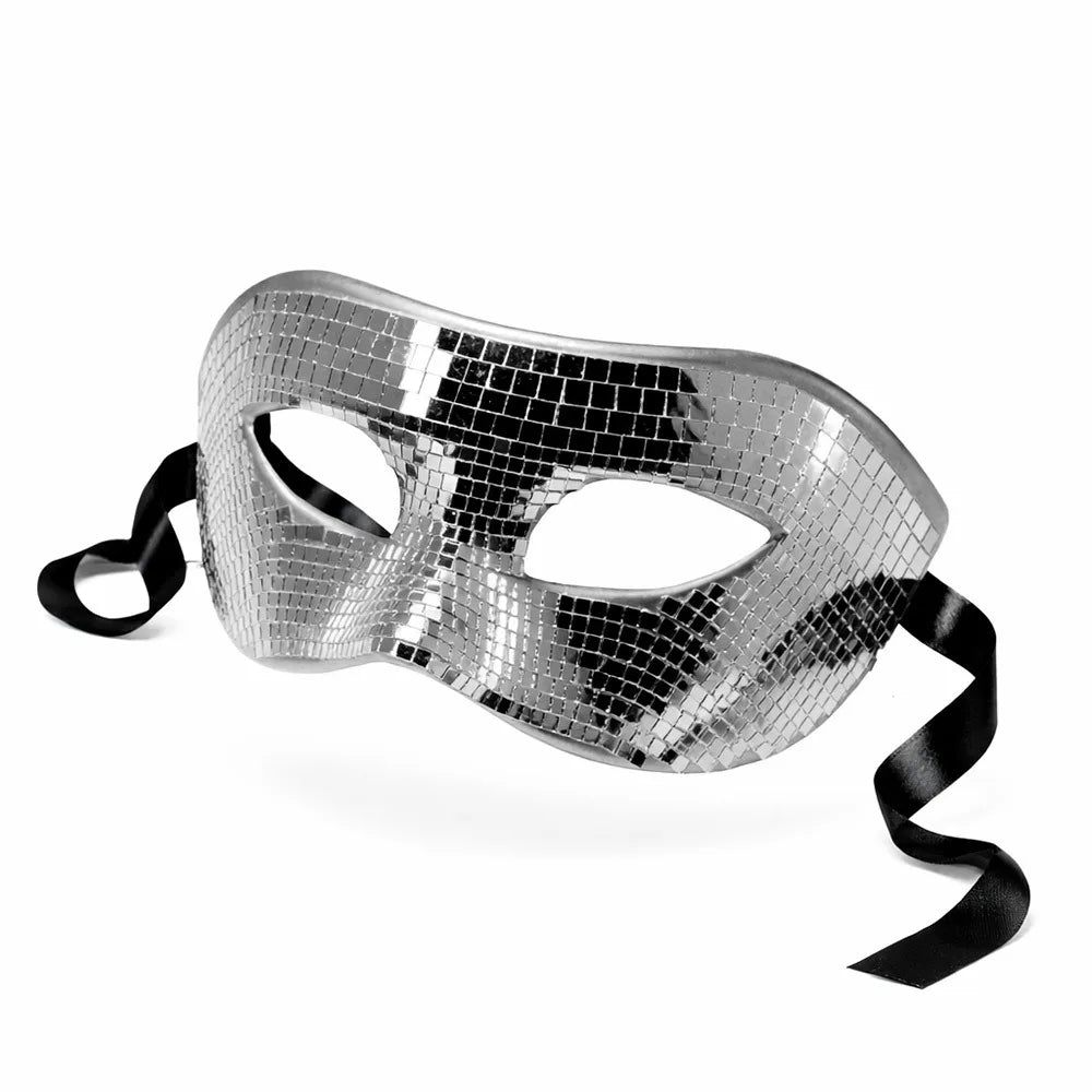 Glitter Mirror Masquerade Eye Mask | Mardi Gras Cosplay Masquerade Eye Mask Richie's Silver