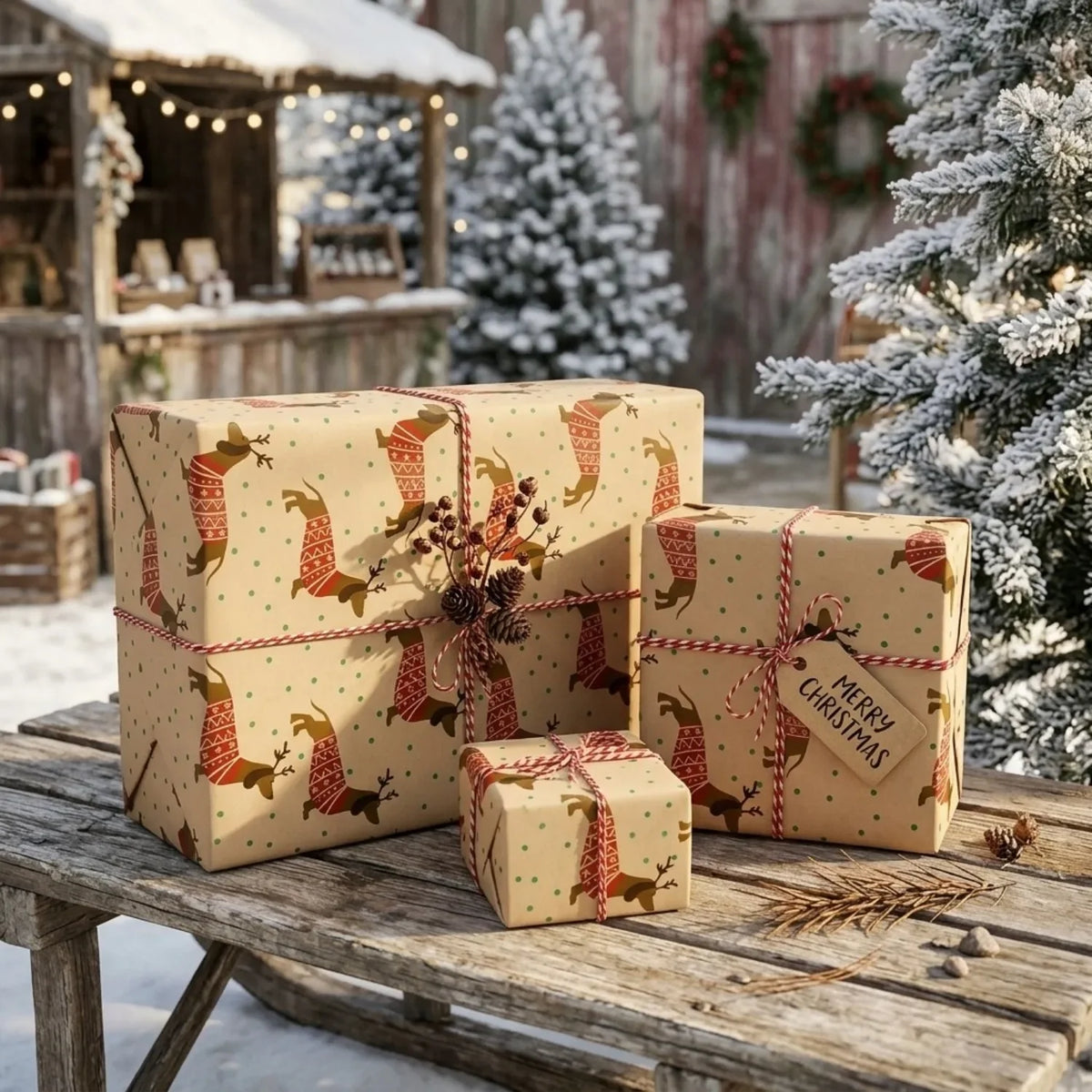 Rustic Kraft Christmas Wrapping Paper – Dachshund Print Christmas Wrapping Paper Richie's