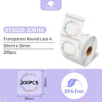 Phomemo M110 M200 M221 Round Transparent Thermal Labels 1.57" Thermal Label Roll Richie's XY5050-140HA