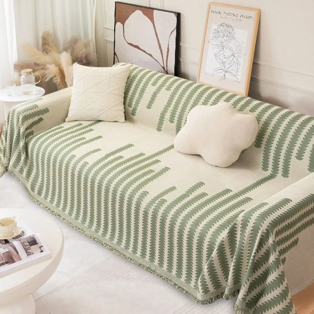 Reversible Chenille Sofa Cover – Non-Slip Scratch Proof Couch Shawl Sofa Cover Throw Richie's Green