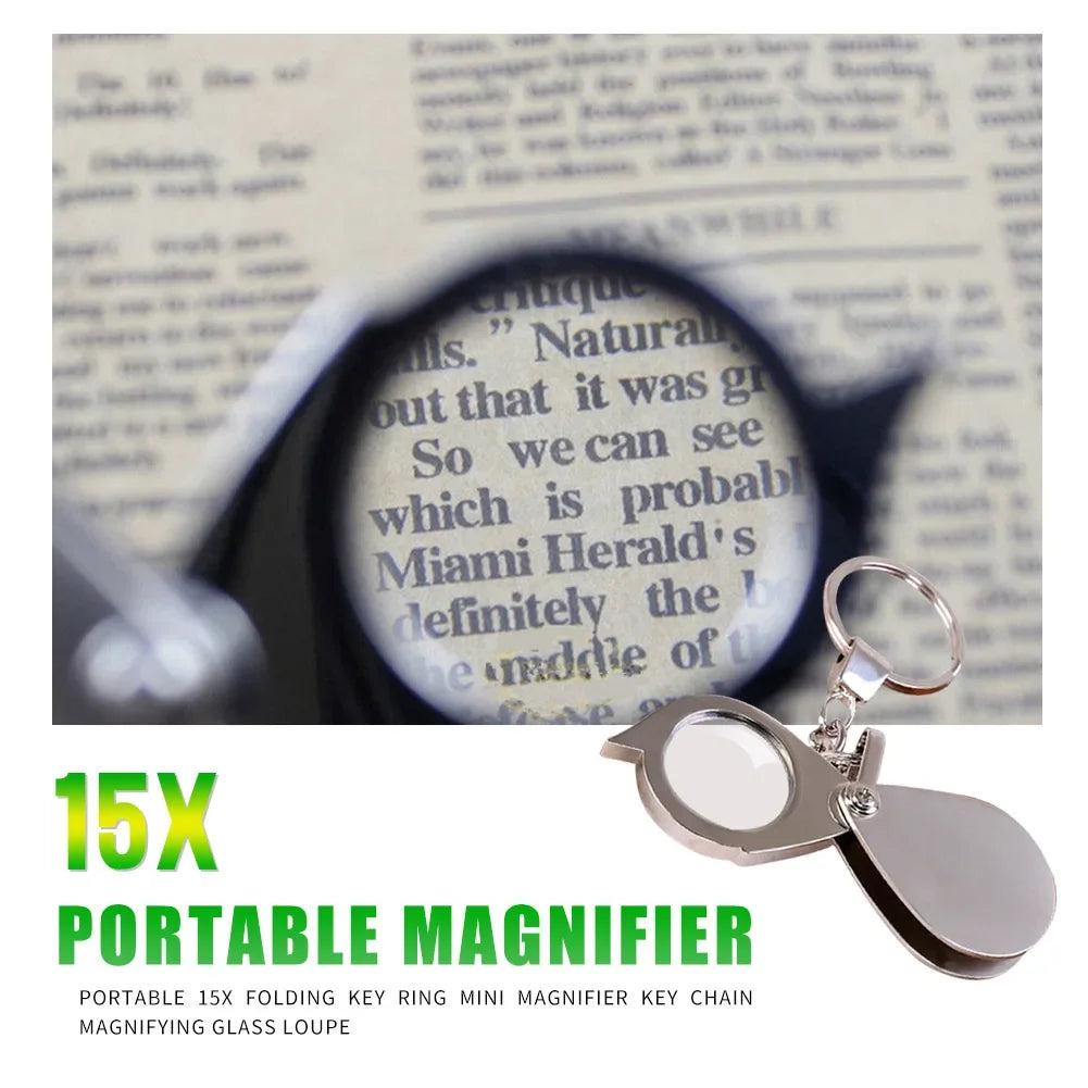 10X/15X Folding Key Chain Magnifier Loupe – Pocket Mini Tool Folding Magnifier Loupe Richie's