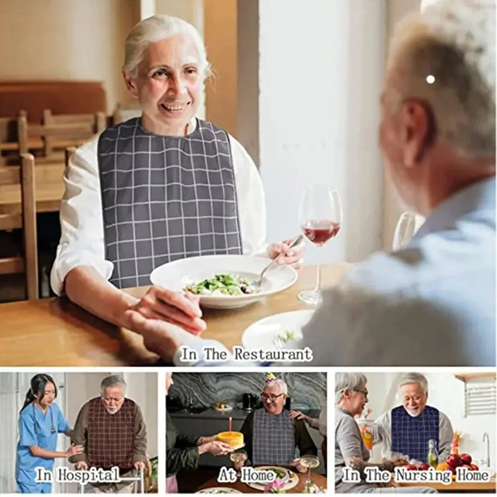 Waterproof Adult Bib Washable Dining Apron S/M/L Adjustable Adult Dining Bib Richie's