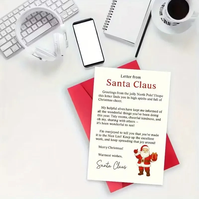 Santa Claus Greeting Card With Envelope – North Pole Letter Holiday Greeting Card Richie's