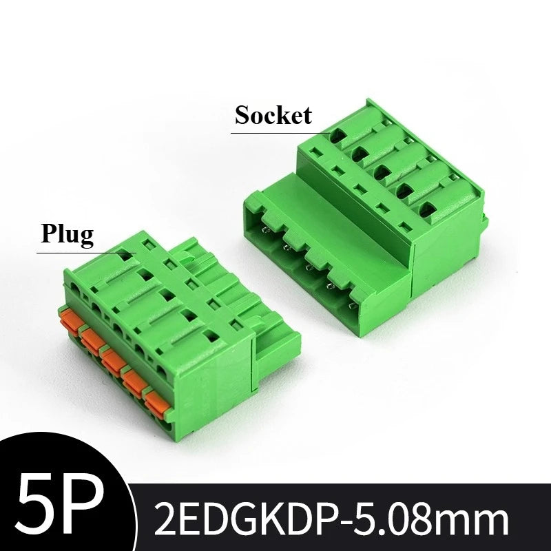 Spring-Press Plug-In Terminal Block 5.08mm 2–24P | 2EDGKD Set Terminal Block Connector Richie's 5P Plug and socket set