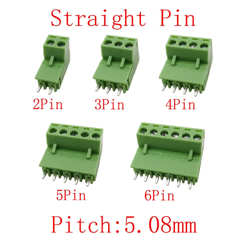 2EDG PCB Screw Terminal Block 5.08mm 2–6 Pin Connectors 5/10 Pairs PCB Terminal Connector Richie's Straight Pin 6Pin 10Pairs