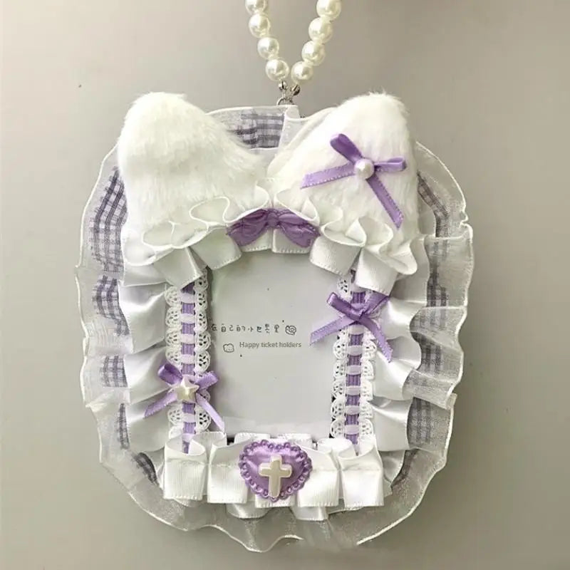Sweet Plush Lace Photocard Holder with Bowknot Pendant Photocard Holder Richie's A10
