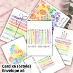 12 Watercolor Birthday Cards with Envelopes | Premium Paper Greeting Card Set Richie's