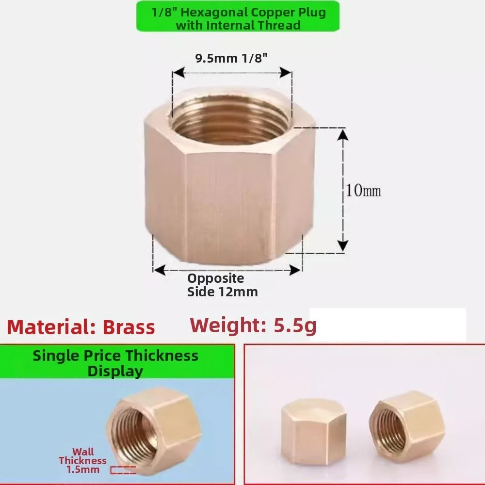Brass BSP Threaded Pipe End Cap Plug – Hex Head Blind Stopper Pipe Fitting Plug Richie's Hex Plug 1I8