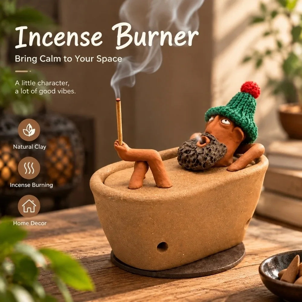 Lazy Bath Man Backflow Incense Burner | Resin Home Decor Backflow Incense Burner Richie's