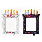 2pcs Birthday Photo Frame Balloons – Selfie Booth Party Props Party Balloon Props Richie's black-WHITE 2pcs One size fits all