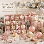 40-Piece Pink & Gold Shatterproof Christmas Ornaments Set Christmas Ornament Set Richie's