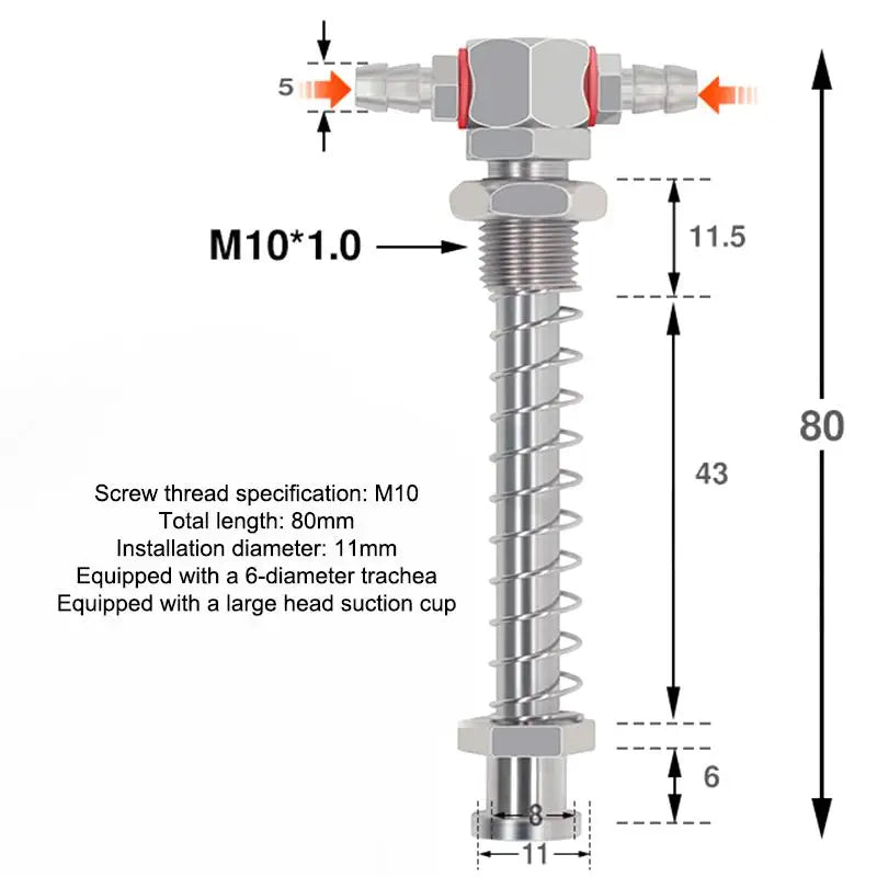 Robotic Arm Suction Cup M12/M10 T-Shape Spring Buffer Sucker Rod Industrial Suction Cup Richie's M10 80cm