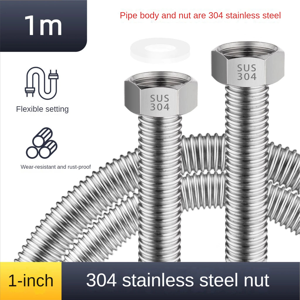 304 Stainless Steel Bellows Hose DN25 1 Inch High-Pressure Water Pipe Plumbing Bellows Hose Richie's 1M