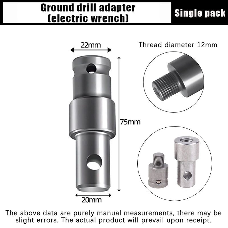 Earth Auger Adapter – 4 Interface Types, Round & Hex Handle Auger Drill Adapter Richie's 05-1pc