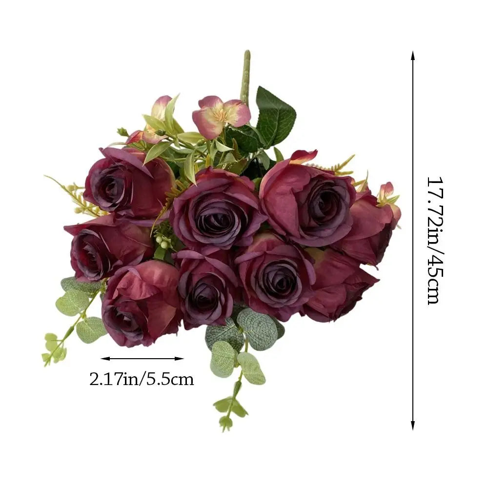 9-Head Multicolor Artificial Rose Bouquet – Bridal & Home Decor Artificial Flower Bouquet Richie's