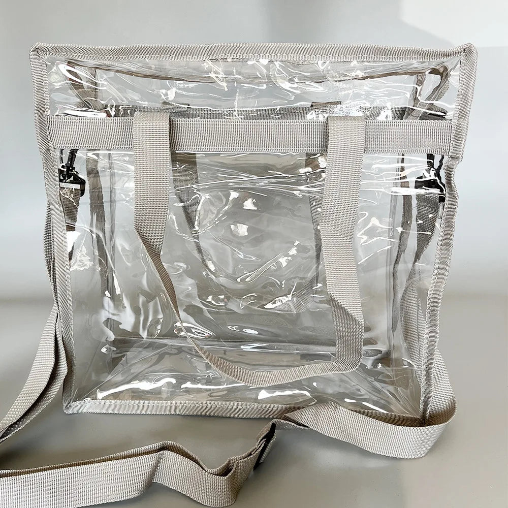 Transparent Waterproof PVC Tote Bag | Large Crossbody Shoulder PVC Tote Bag Richie's Light Grey